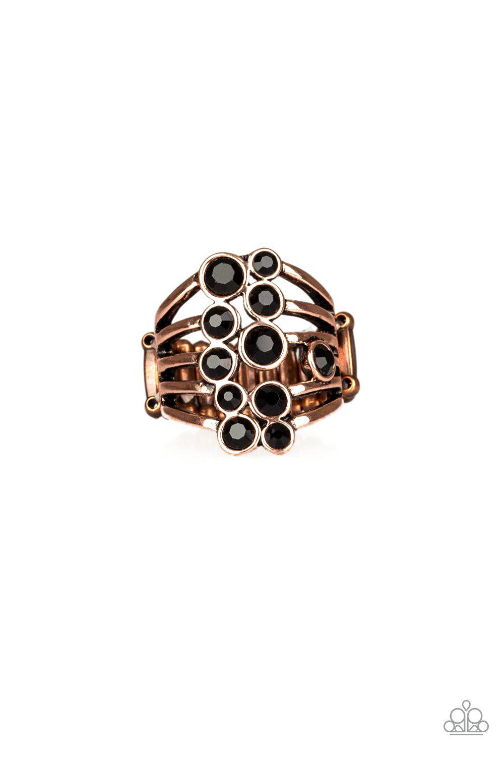 Meet In The Middle Copper and Black Ring - Paparazzi Accessories- on model - CarasShop.com - Paparazzi Jewelry by Cara Jewels