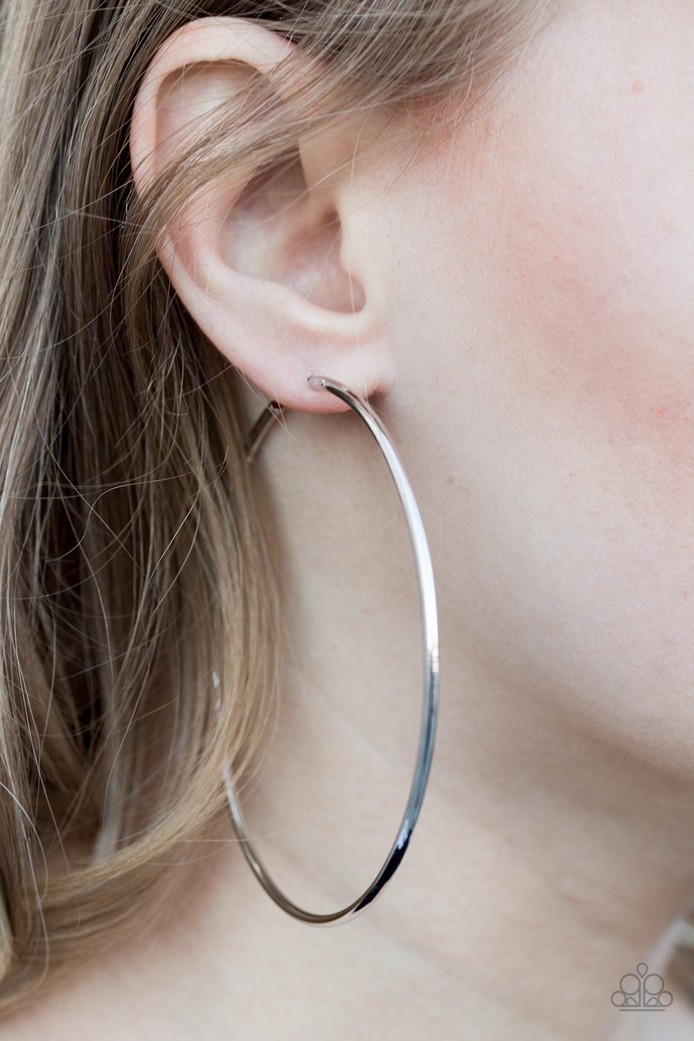 Meet Your Maker Silver Hoop Earrings - Paparazzi Accessories- lightbox - CarasShop.com - Paparazzi Jewelry by Cara Jewels