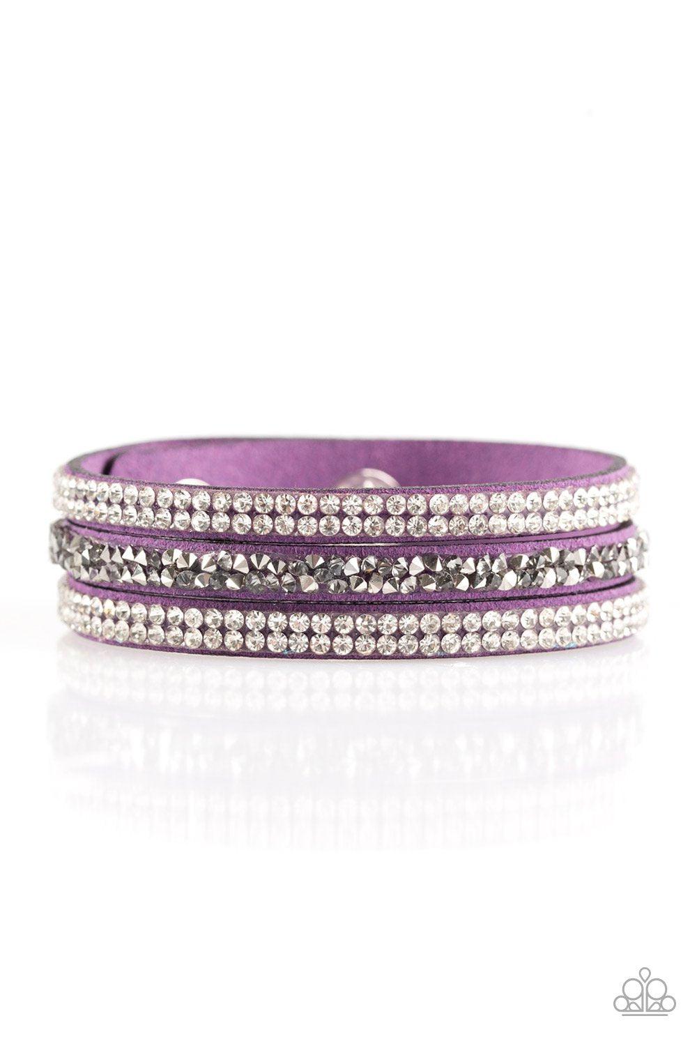 Mega Glam Purple Urban Wrap Snap Bracelet - Paparazzi Accessories- lightbox - CarasShop.com - Paparazzi Jewelry by Cara Jewels