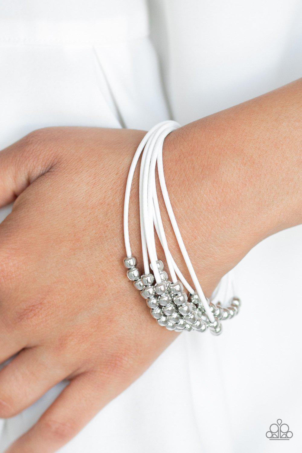 Mega Magnetic White Bracelet - Paparazzi Accessories- lightbox - CarasShop.com - Paparazzi Jewelry by Cara Jewels
