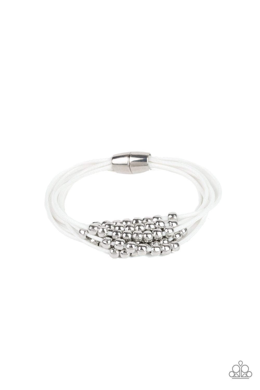 Mega Magnetic White Bracelet - Paparazzi Accessories- on model - CarasShop.com - Paparazzi Jewelry by Cara Jewels