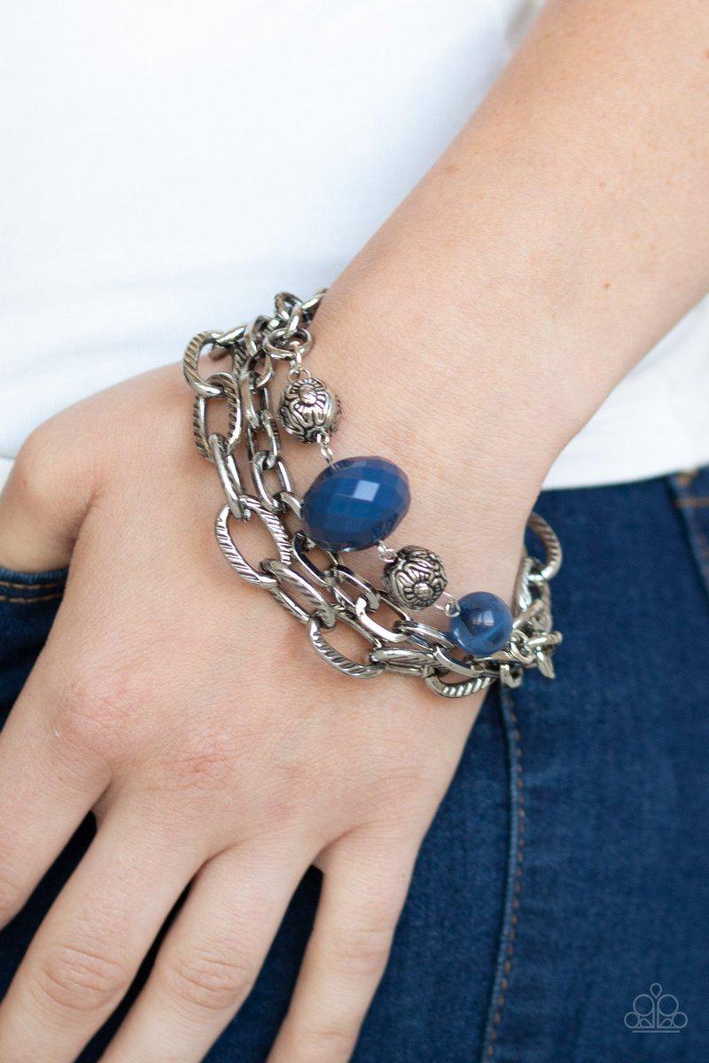 Mega Malibu Blue and Silver Chain Bracelet - Paparazzi Accessories- lightbox - CarasShop.com - Paparazzi Jewelry by Cara Jewels
