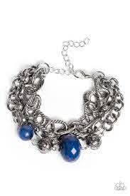 Mega Malibu Blue and Silver Chain Bracelet - Paparazzi Accessories- on model - CarasShop.com - Paparazzi Jewelry by Cara Jewels