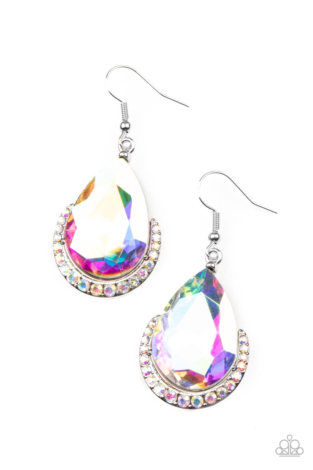 Mega Marvelous Multi Iridescent Rhinestone Earrings - Paparazzi Accessories- lightbox - CarasShop.com - Paparazzi Jewelry by Cara Jewels