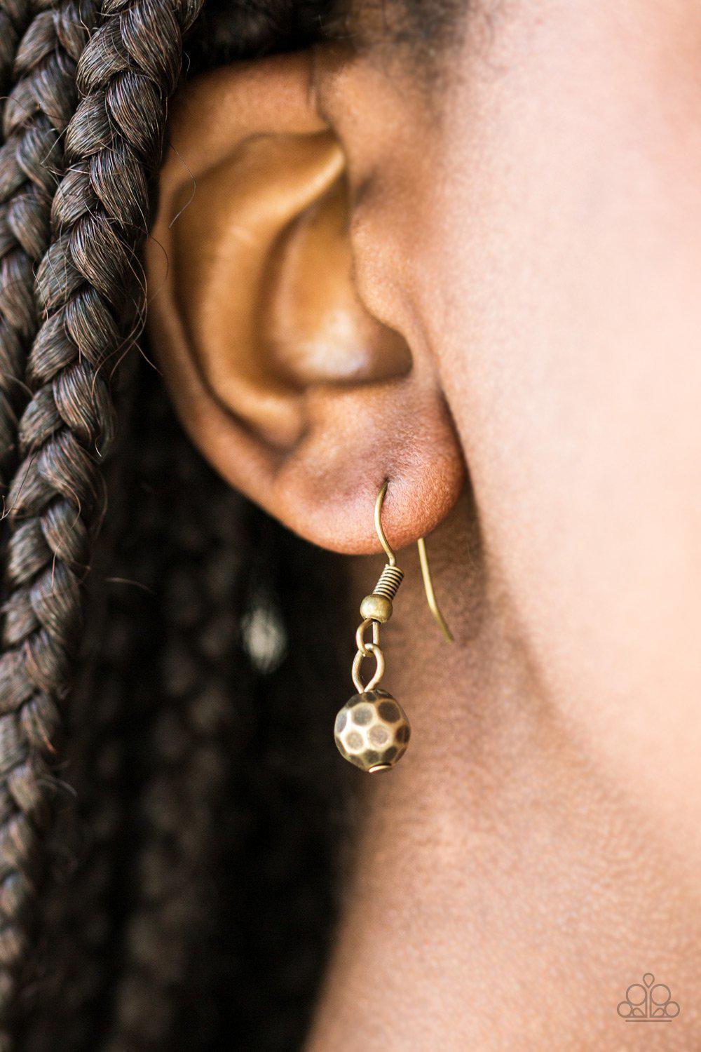 Mega Megacity Brass Chain Necklace - Paparazzi Accessories - free matching earrings -CarasShop.com - Paparazzi Jewelry by Cara Jewels