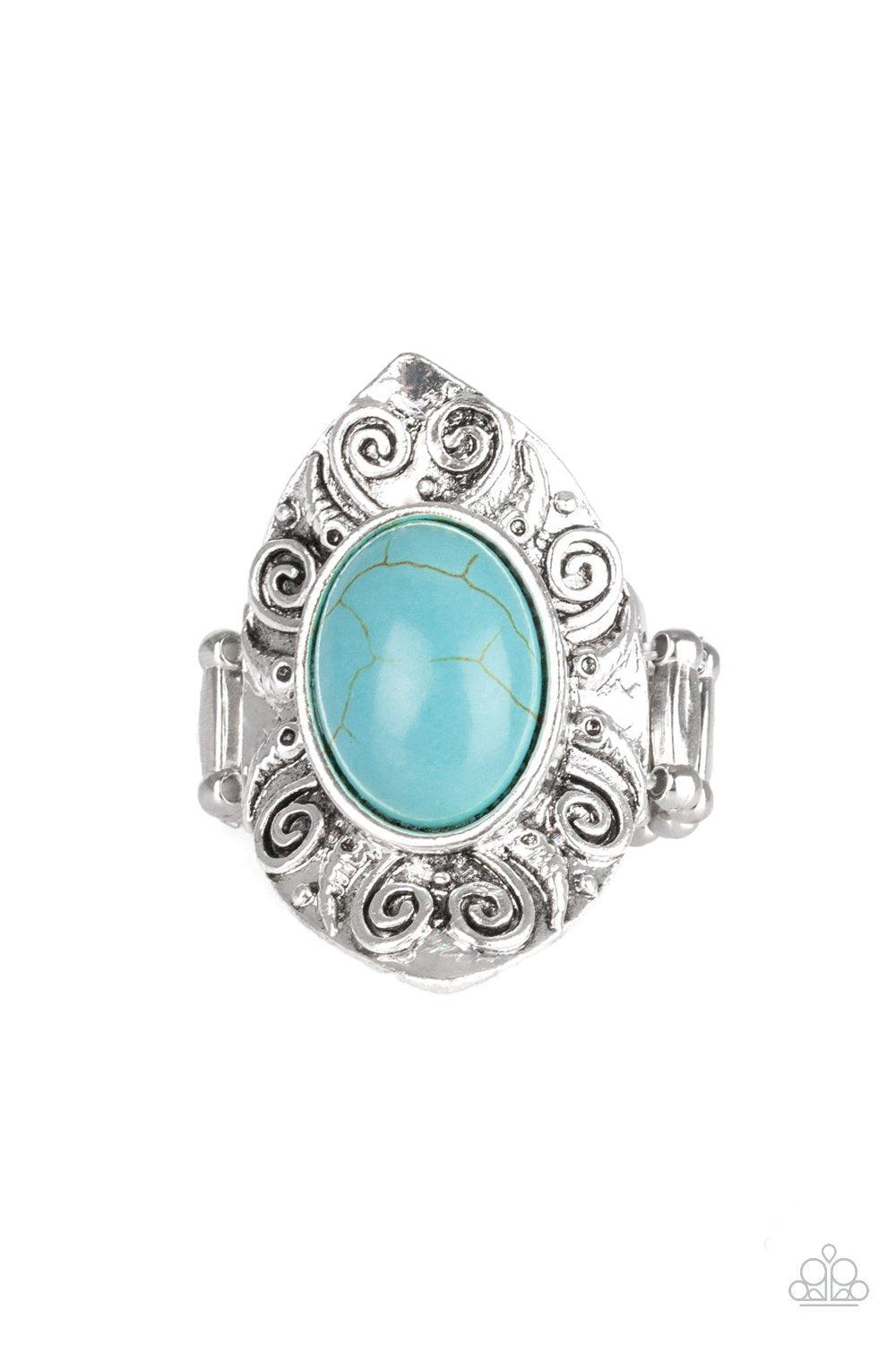 Mega Mother Nature Turquoise Blue Stone Ring - Paparazzi Accessories- lightbox - CarasShop.com - Paparazzi Jewelry by Cara Jewels