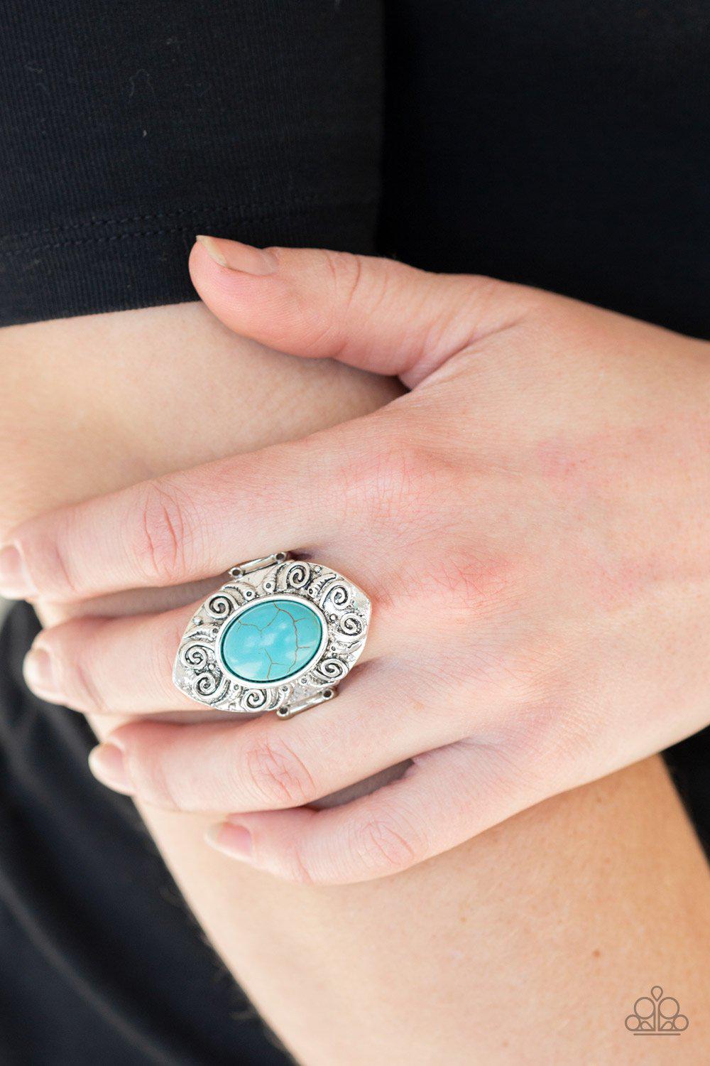 Mega Mother Nature Turquoise Blue Stone Ring - Paparazzi Accessories- lightbox - CarasShop.com - Paparazzi Jewelry by Cara Jewels