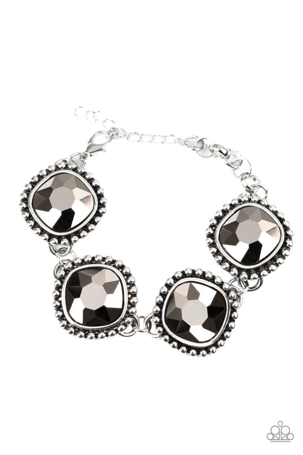 Megawatt Silver Hematite Rhinestone Bracelet - Paparazzi Accessories- lightbox - CarasShop.com - Paparazzi Jewelry by Cara Jewels