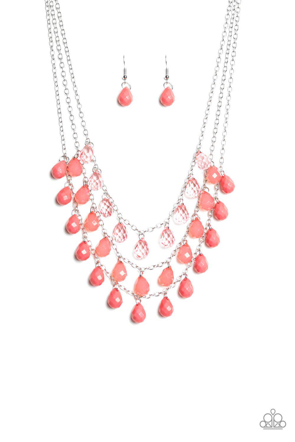 Melting Ice Caps Coral Bead Necklace - Paparazzi Accessories - free matching earrings -CarasShop.com - Paparazzi Jewelry by Cara Jewels