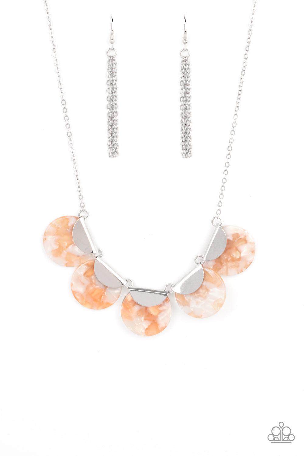 Mermaid Oasis Orange Acrylic Necklace - Paparazzi Accessories- lightbox - CarasShop.com - Paparazzi Jewelry by Cara Jewels