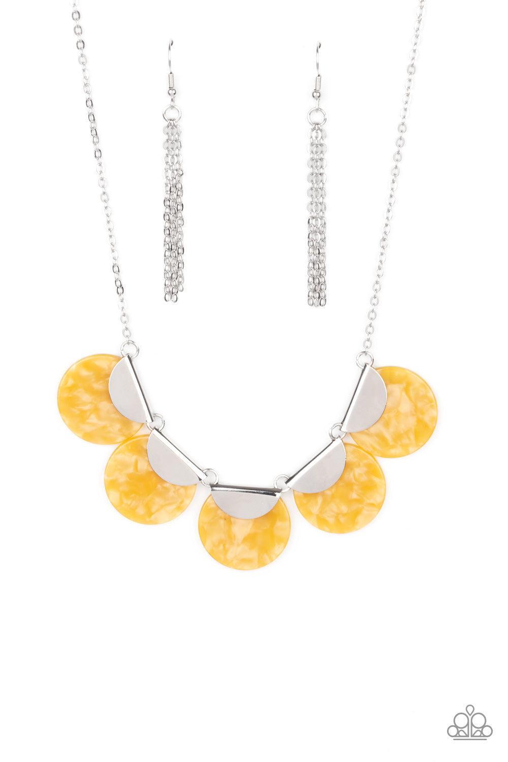 Mermaid Oasis Yellow Acrylic Necklace - Paparazzi Accessories- lightbox - CarasShop.com - Paparazzi Jewelry by Cara Jewels