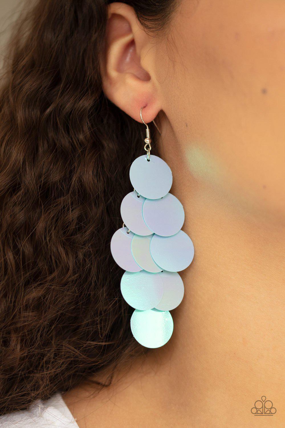 Mermaid Shimmer Blue Iridescent Earrings - Paparazzi Accessories- lightbox - CarasShop.com - Paparazzi Jewelry by Cara Jewels