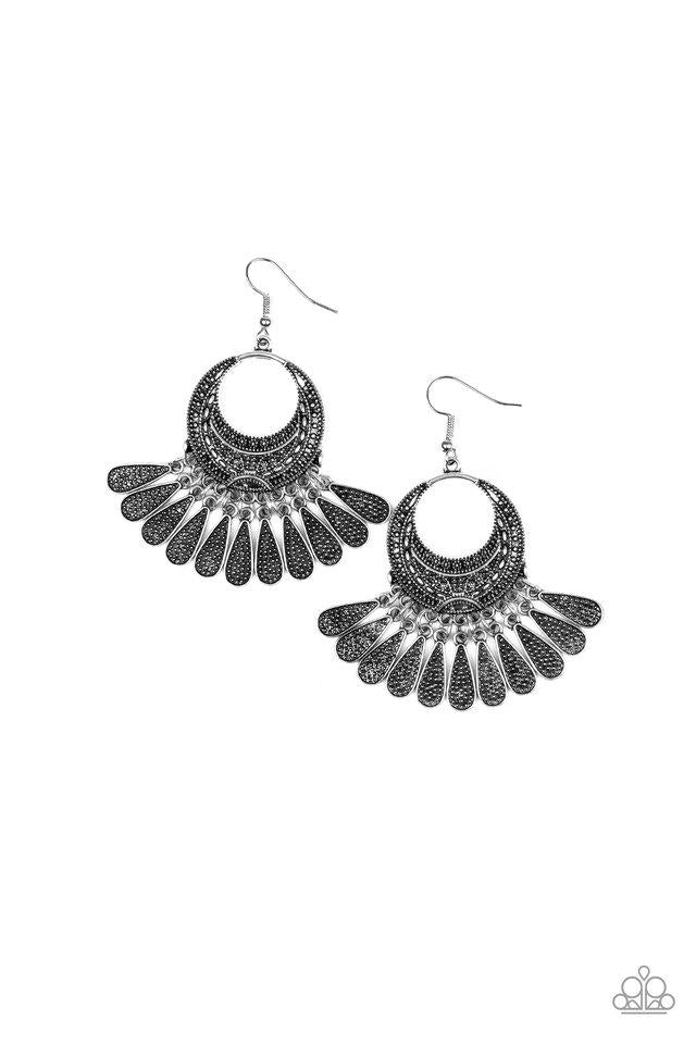Mesa Majesty Silver Earrings - Paparazzi Accessories- lightbox - CarasShop.com - Paparazzi Jewelry by Cara Jewels