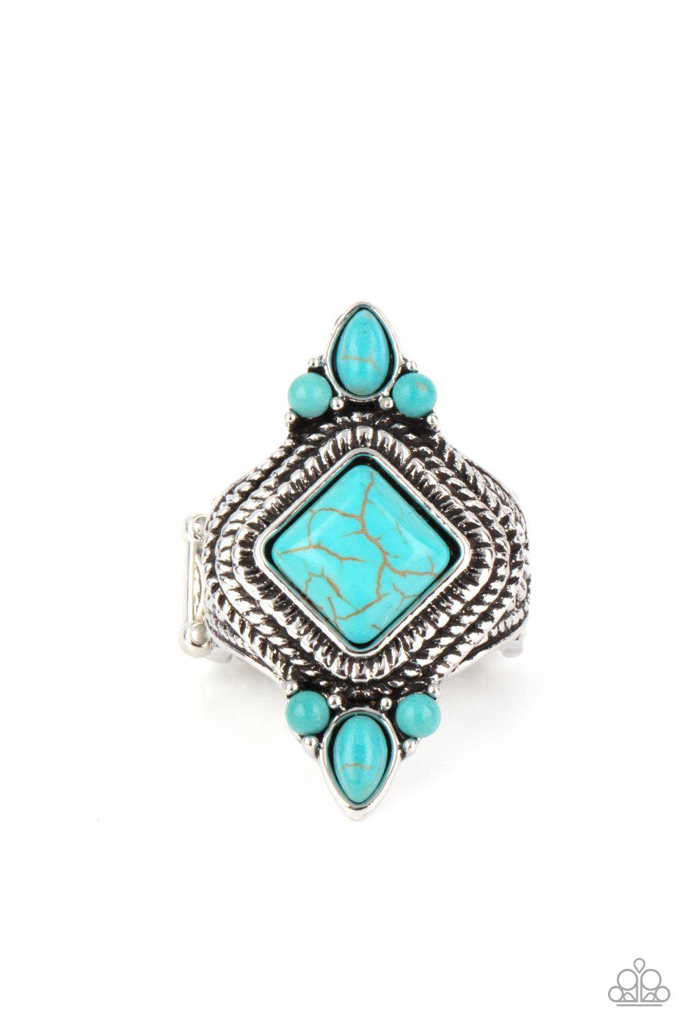 Mesa Mystic Turquoise Blue Stone Ring - Paparazzi Accessories- lightbox - CarasShop.com - Paparazzi Jewelry by Cara Jewels