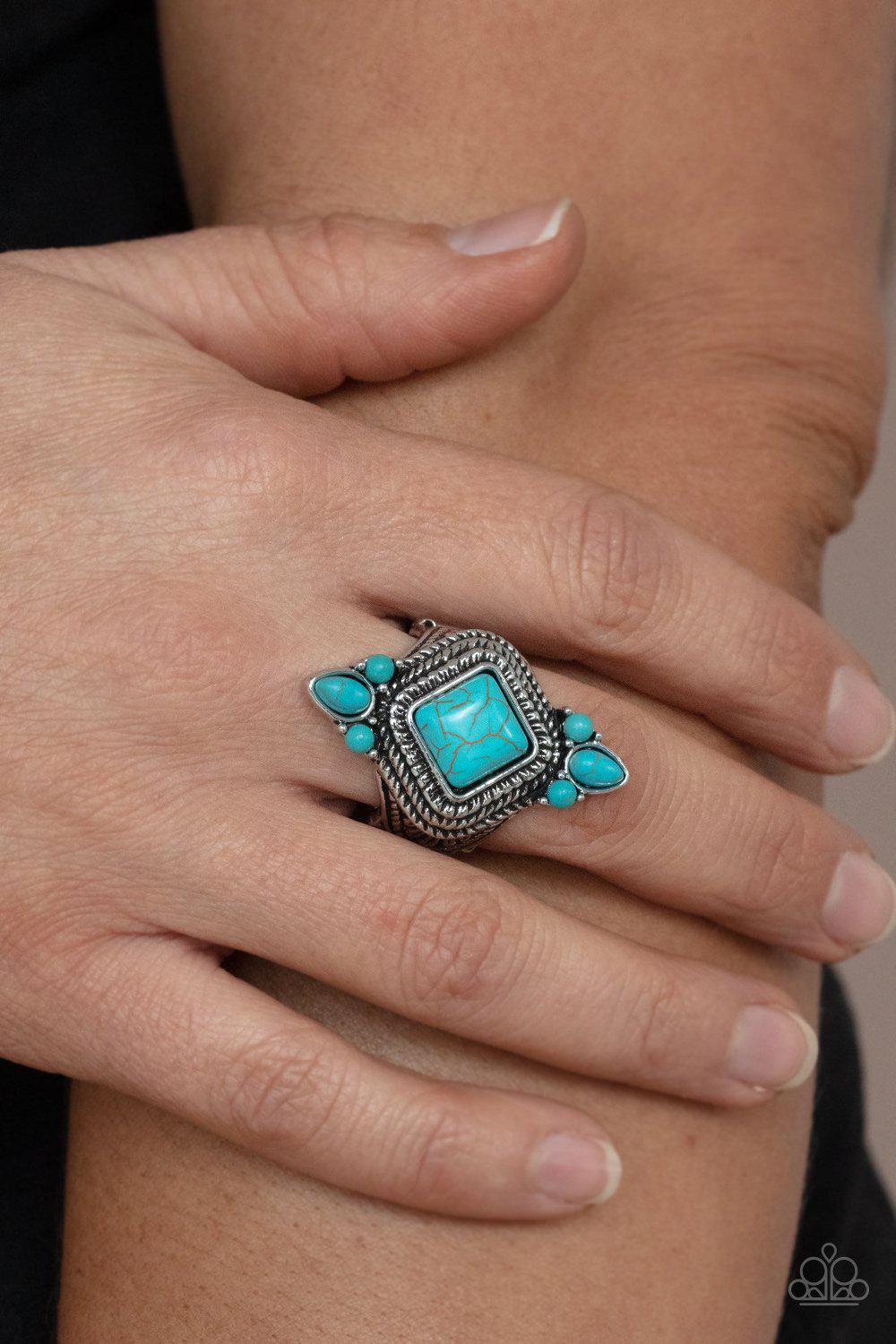 Mesa Mystic Turquoise Blue Stone Ring - Paparazzi Accessories- lightbox - CarasShop.com - Paparazzi Jewelry by Cara Jewels