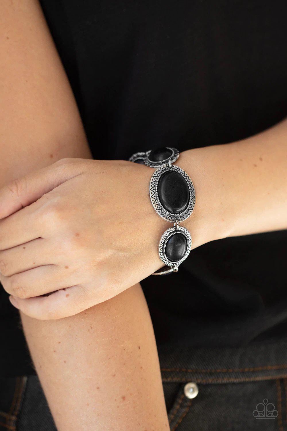 MESA Time Zone Black Bracelet - Paparazzi Accessories- on model - CarasShop.com - Paparazzi Jewelry by Cara Jewels