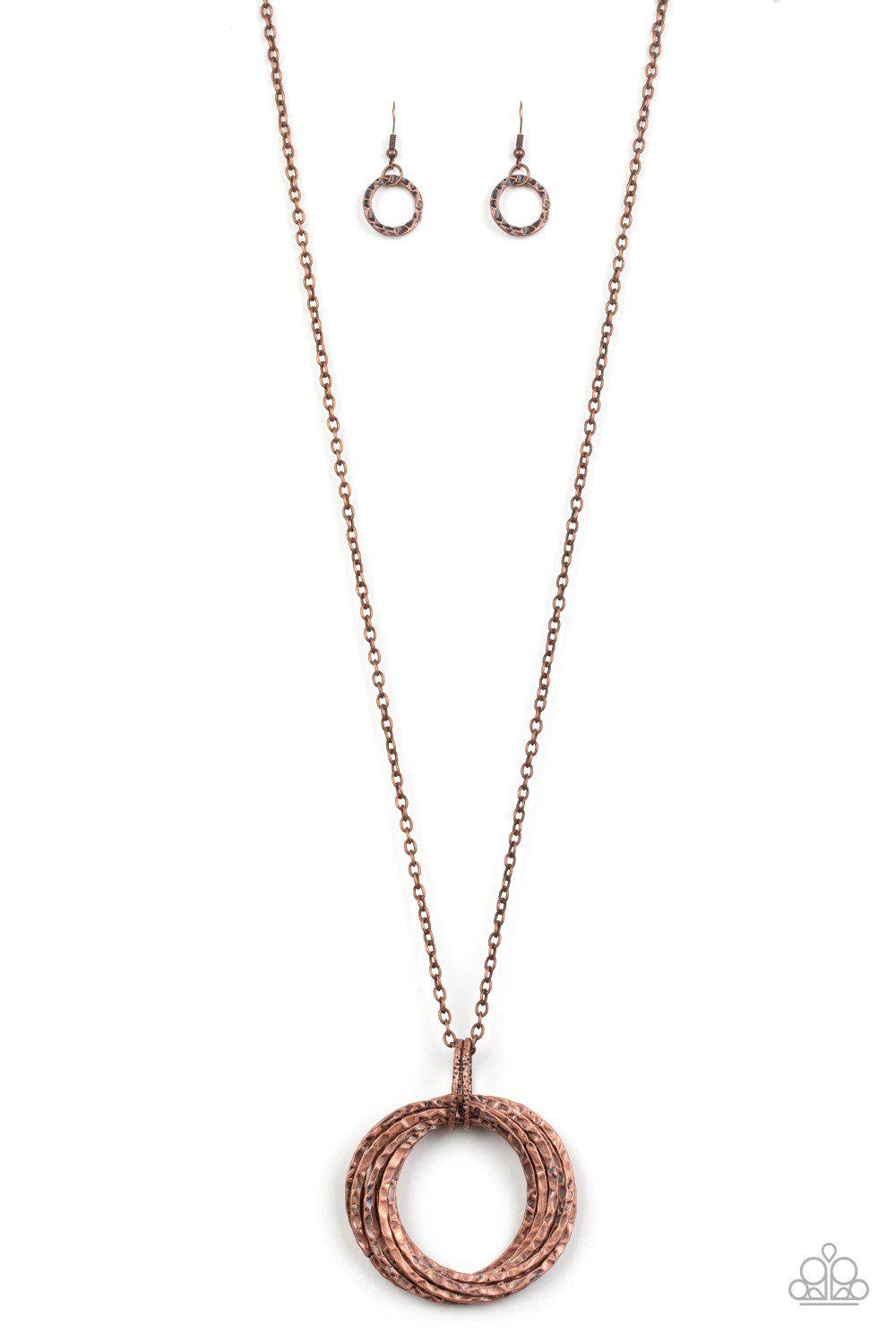 Metal Marathon Copper Necklace - Paparazzi Accessories- lightbox - CarasShop.com - Paparazzi Jewelry by Cara Jewels