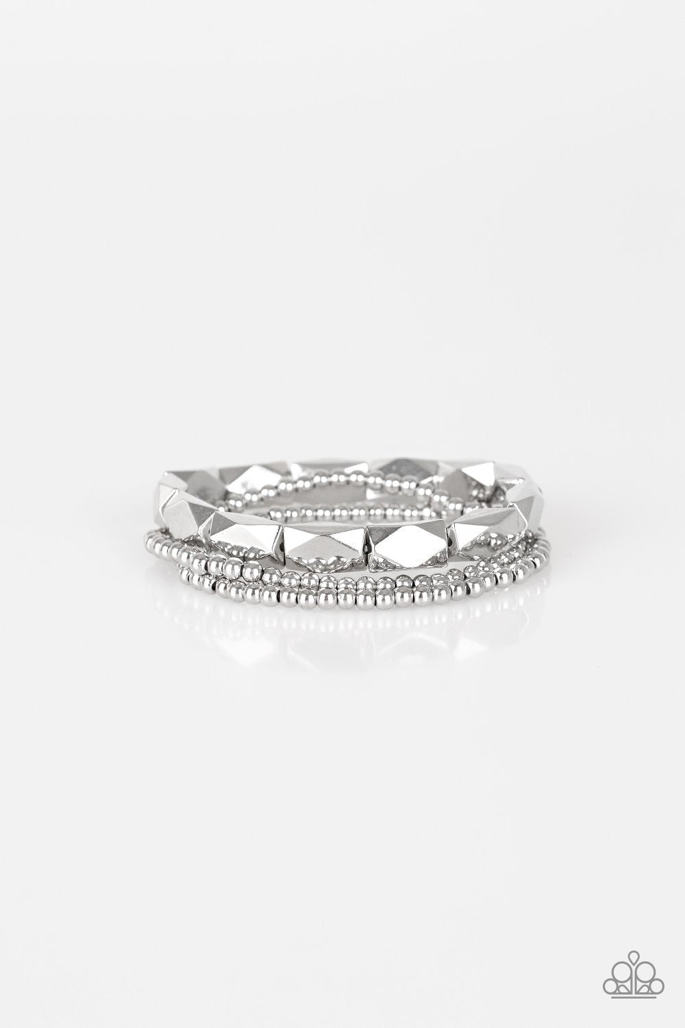 Metal Movement Silver Bracelet Set - Paparazzi Accessories- lightbox - CarasShop.com - Paparazzi Jewelry by Cara Jewels