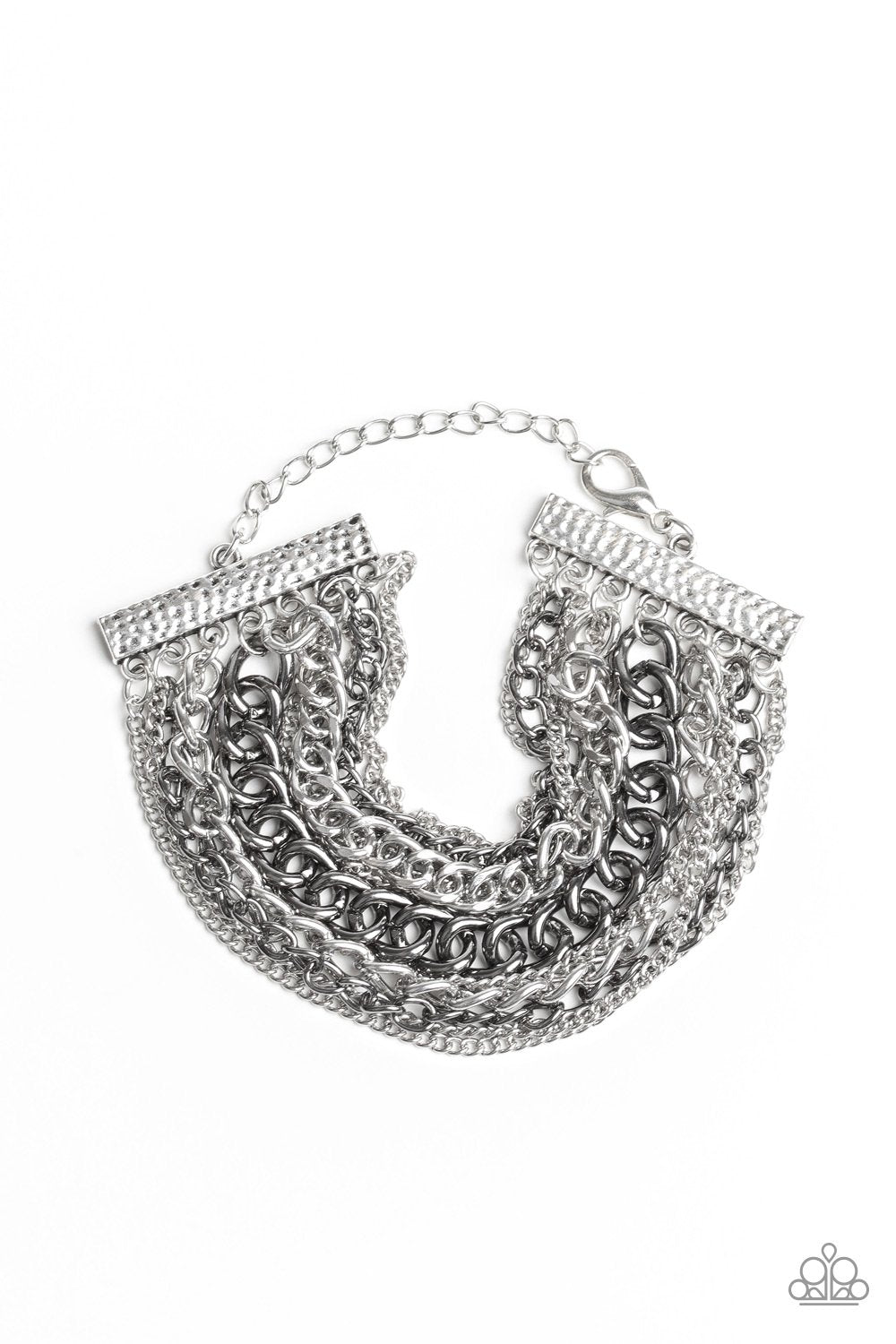 Metallic Horizon Silver and Gunmetal Chain Bracelet - Paparazzi Accessories- lightbox - CarasShop.com - Paparazzi Jewelry by Cara Jewels