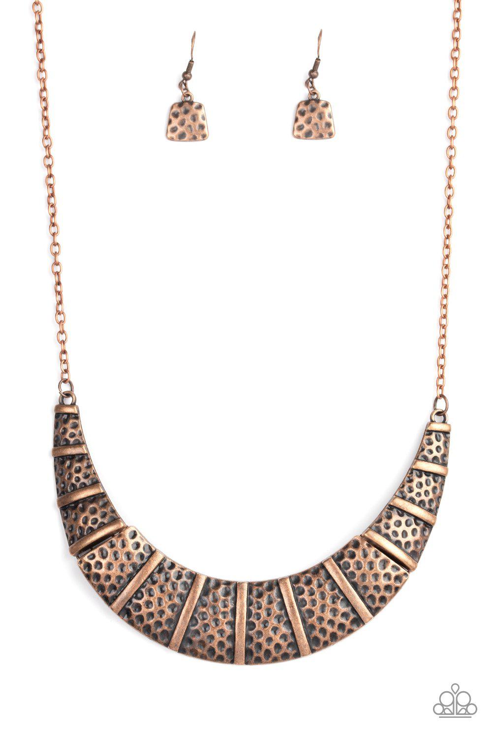 Metallic Mechanics Copper Necklace - Paparazzi Accessories- lightbox - CarasShop.com - Paparazzi Jewelry by Cara Jewels