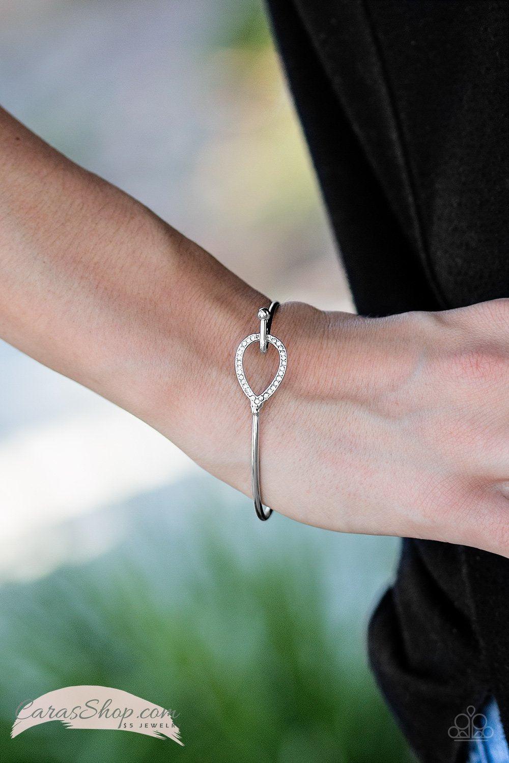 Metro Magic - White Bangle Bracelet - Paparazzi Accessories- lightbox - CarasShop.com - Paparazzi Jewelry by Cara Jewels