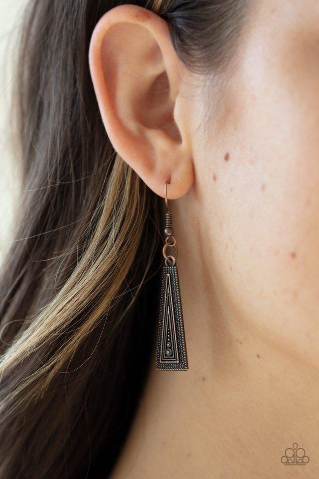 Metro Mane Copper Necklace - Paparazzi Accessories - free matching earrings -CarasShop.com - Paparazzi Jewelry by Cara Jewels