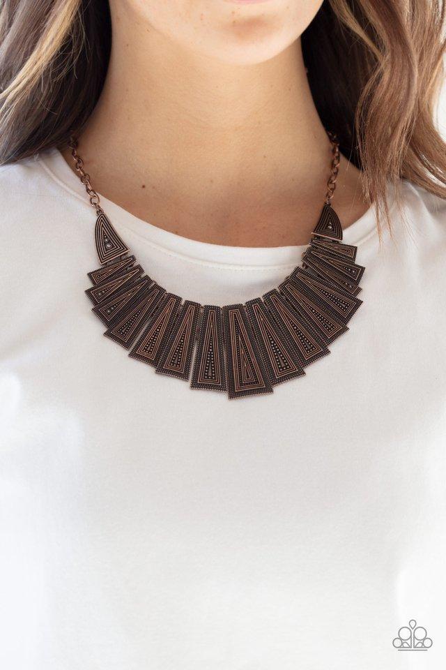 Metro Mane Copper Necklace - Paparazzi Accessories- lightbox - CarasShop.com - Paparazzi Jewelry by Cara Jewels