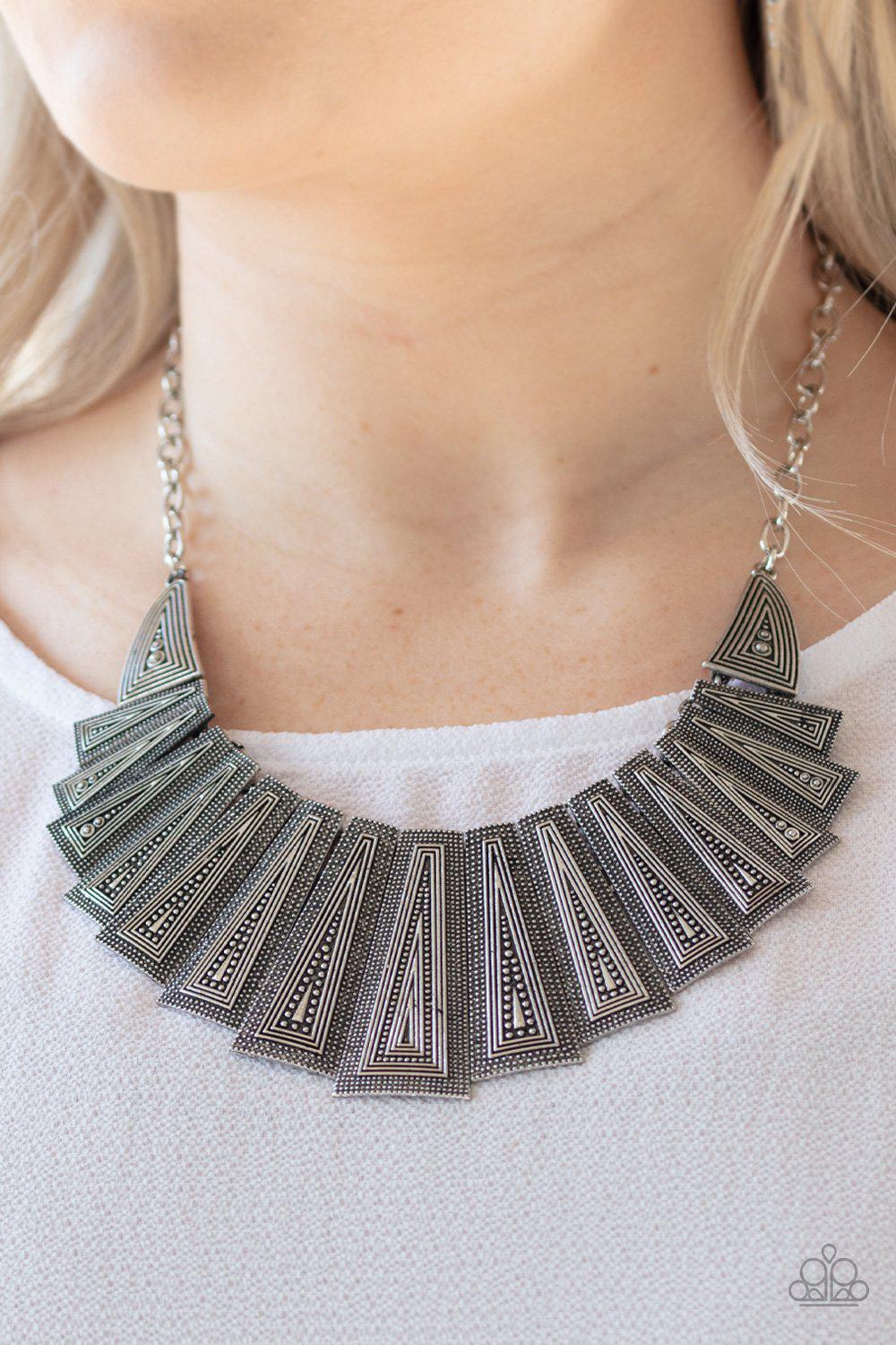 Metro Mane Silver Necklace - Paparazzi Accessories- lightbox - CarasShop.com - Paparazzi Jewelry by Cara Jewels