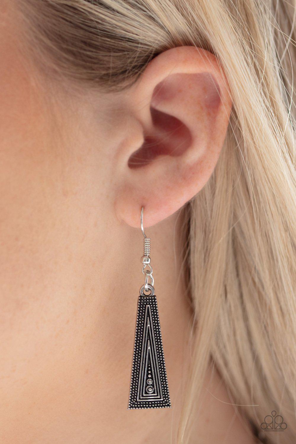 Metro Mane Silver Necklace - Paparazzi Accessories- on model - CarasShop.com - Paparazzi Jewelry by Cara Jewels