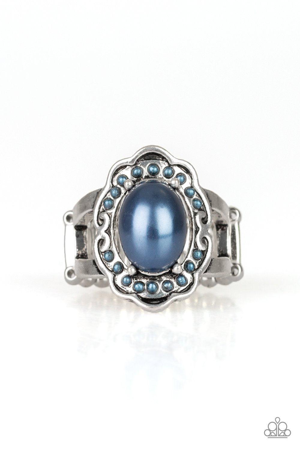Metro Marina Blue Pearl Ring - Paparazzi Accessories- lightbox - CarasShop.com - Paparazzi Jewelry by Cara Jewels