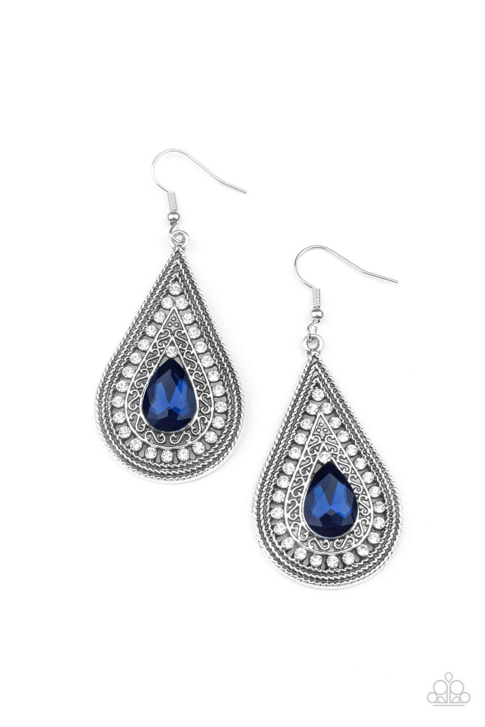 Metro Masquerade Blue Gem Earrings - Paparazzi Accessories- lightbox - CarasShop.com - Paparazzi Jewelry by Cara Jewels