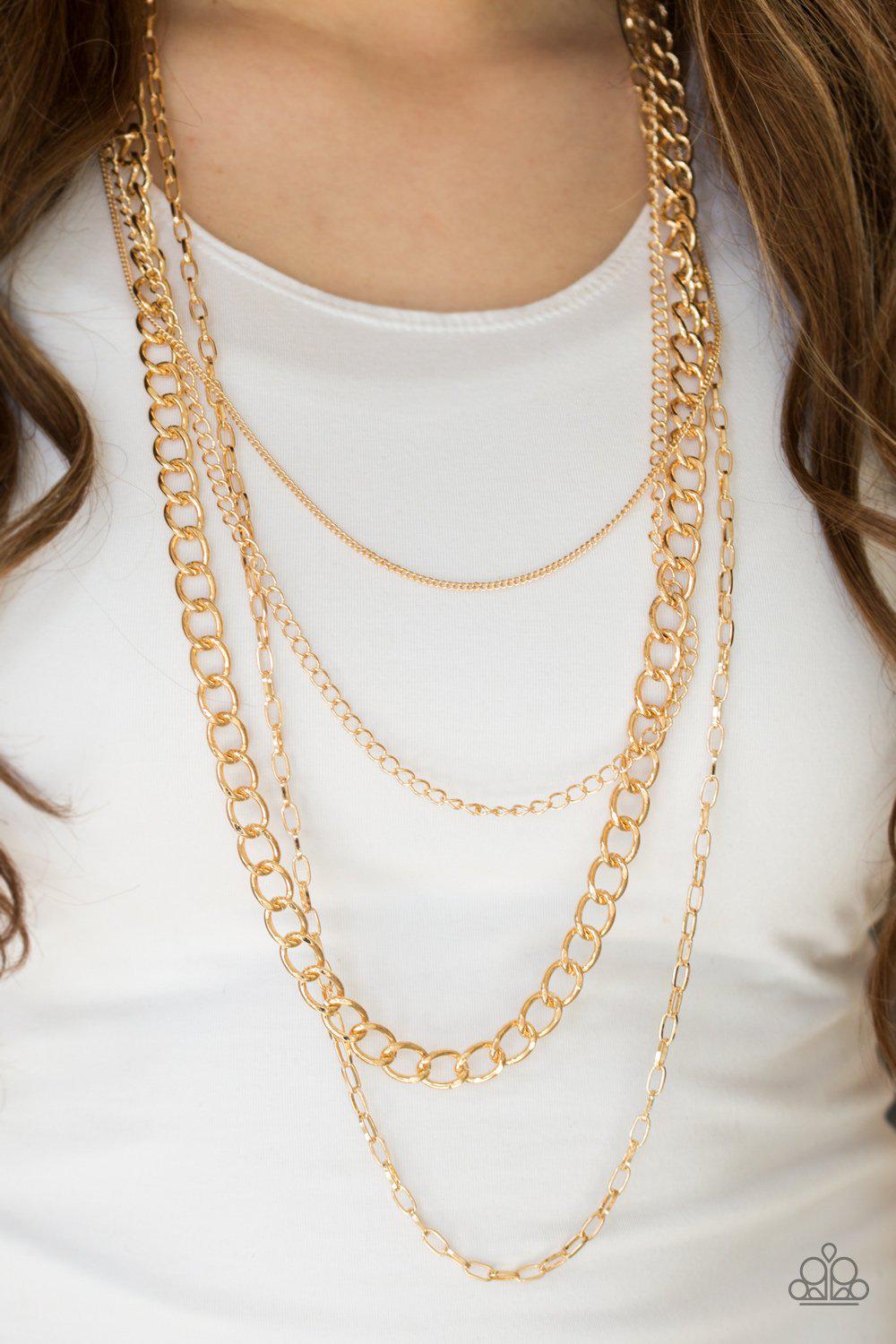 Metro Metal Gold Chain Necklace - Paparazzi Accessories- lightbox - CarasShop.com - Paparazzi Jewelry by Cara Jewels