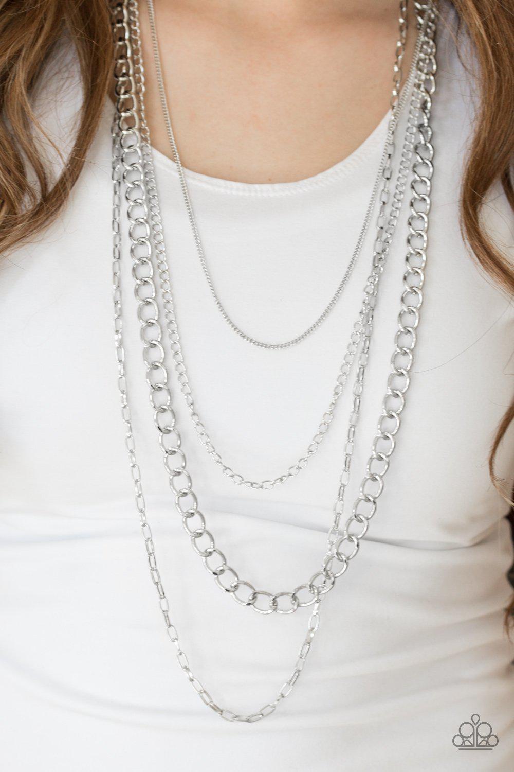 Metro Metal Silver Chain Necklace - Paparazzi Accessories- lightbox - CarasShop.com - Paparazzi Jewelry by Cara Jewels