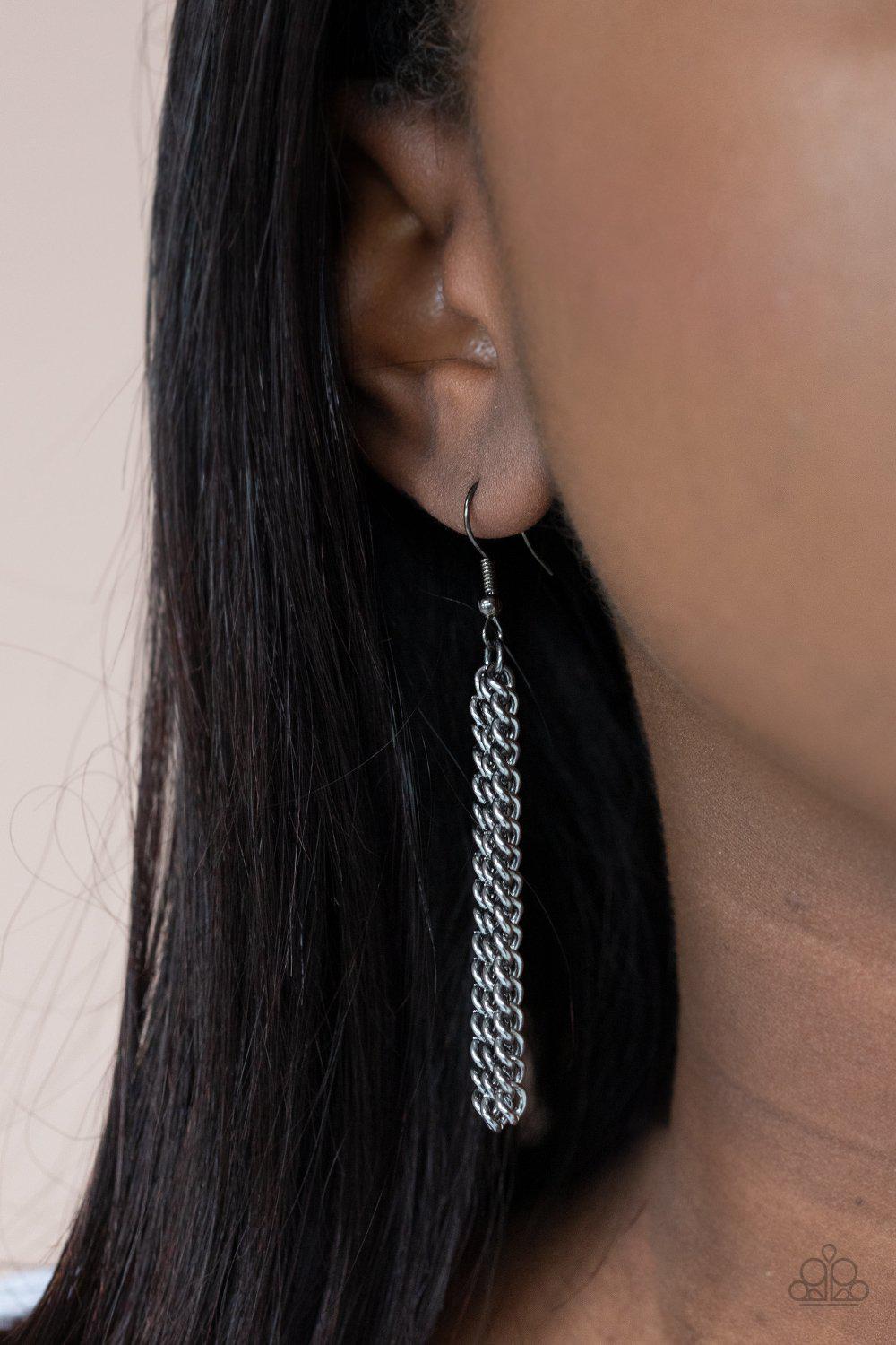 Metro Mirage Gunmetal Black Necklace - Paparazzi Accessories - free matching earrings -CarasShop.com - Paparazzi Jewelry by Cara Jewels