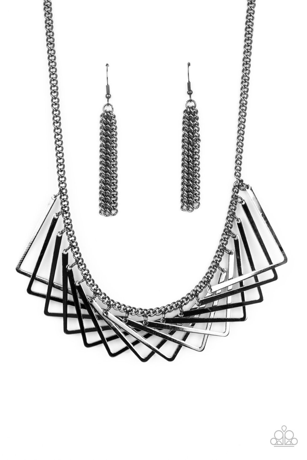 Metro Mirage Gunmetal Black Necklace - Paparazzi Accessories- lightbox - CarasShop.com - Paparazzi Jewelry by Cara Jewels