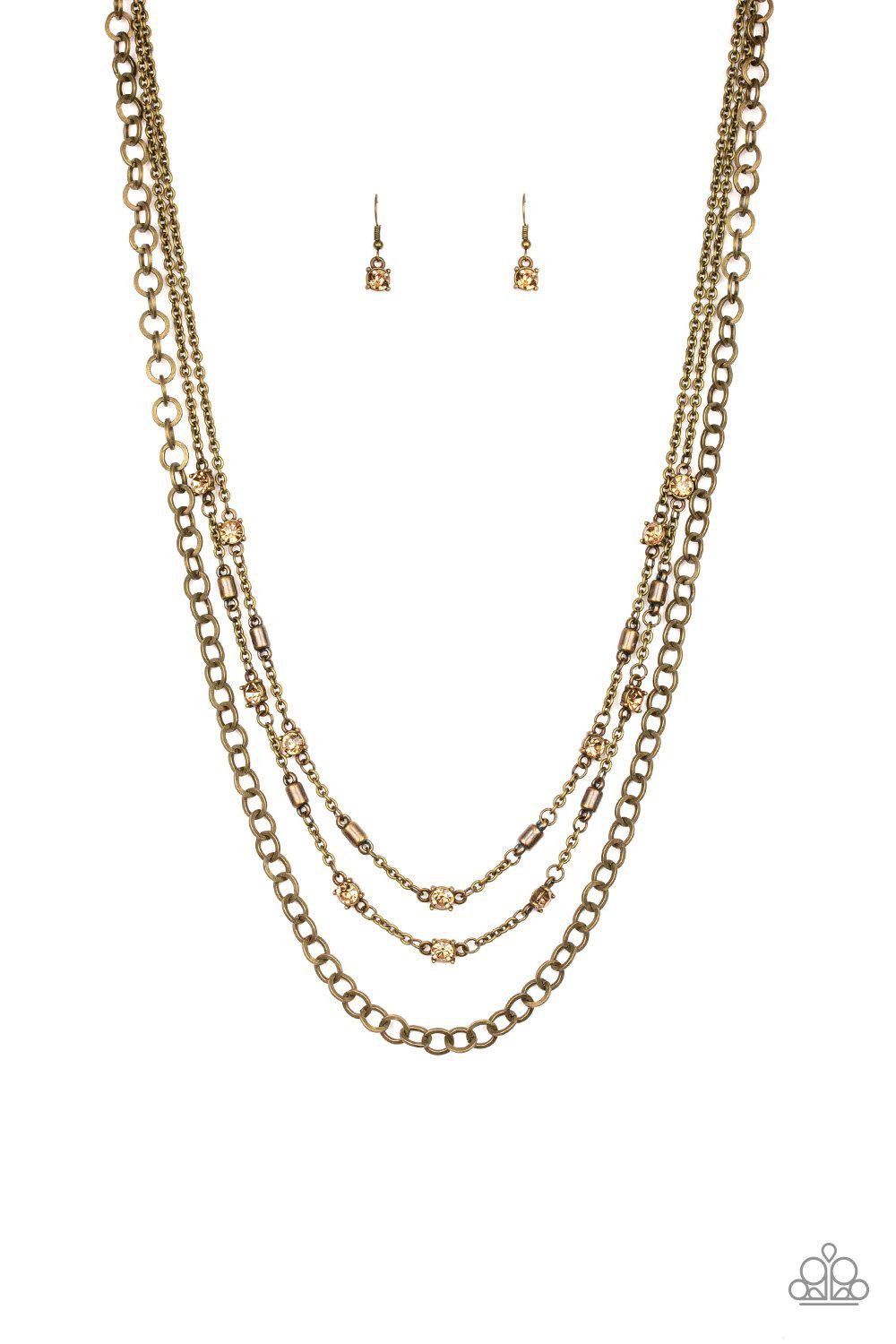 Metro Mixer Brass Necklace - Paparazzi Accessories- lightbox - CarasShop.com - Paparazzi Jewelry by Cara Jewels
