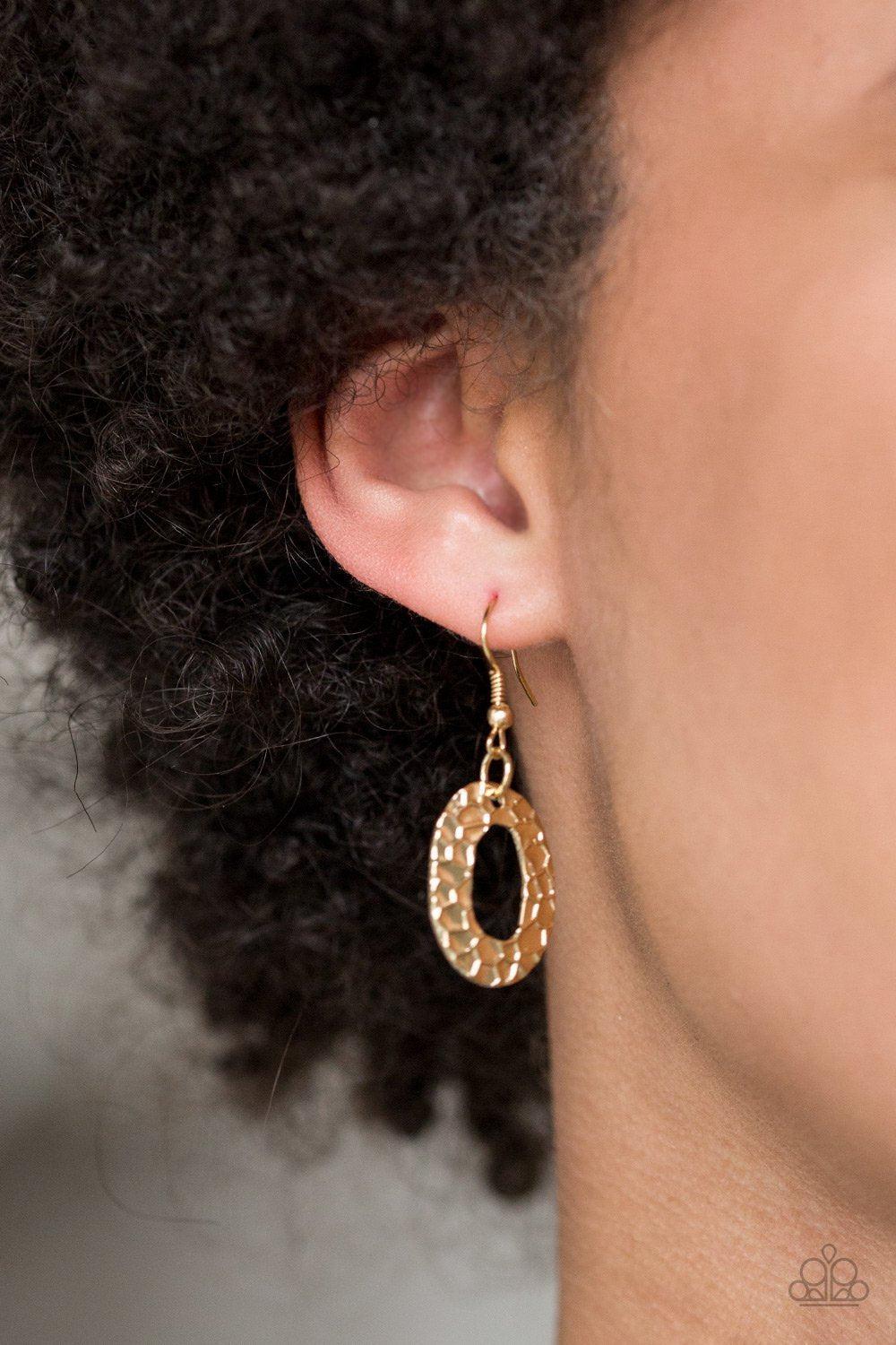 Metro Scene Gold Necklace - Paparazzi Accessories - free matching earrings -CarasShop.com - Paparazzi Jewelry by Cara Jewels