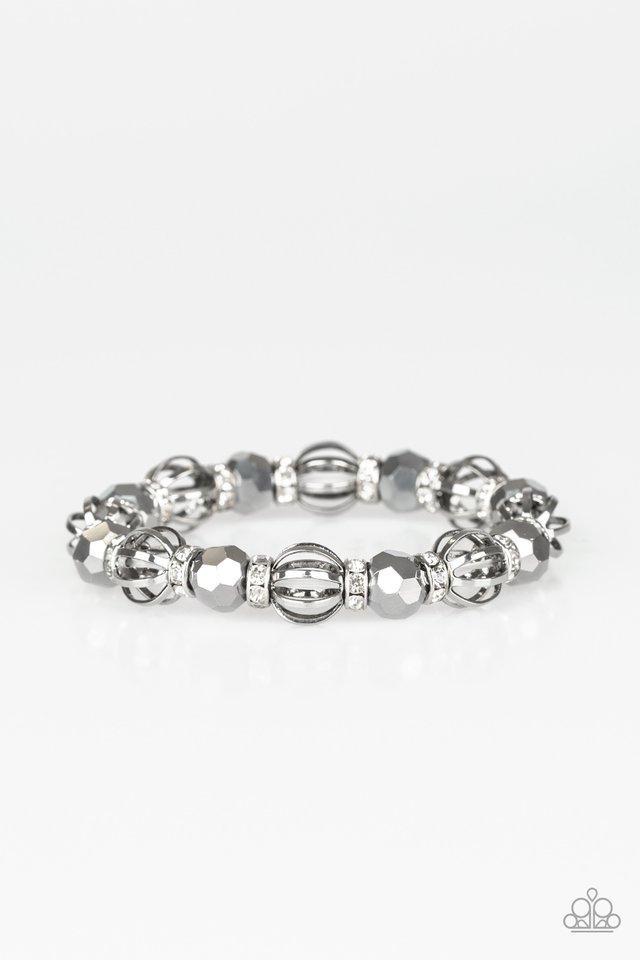 Metro Squad Silver Bracelet - Paparazzi Accessories- on model - CarasShop.com - Paparazzi Jewelry by Cara Jewels