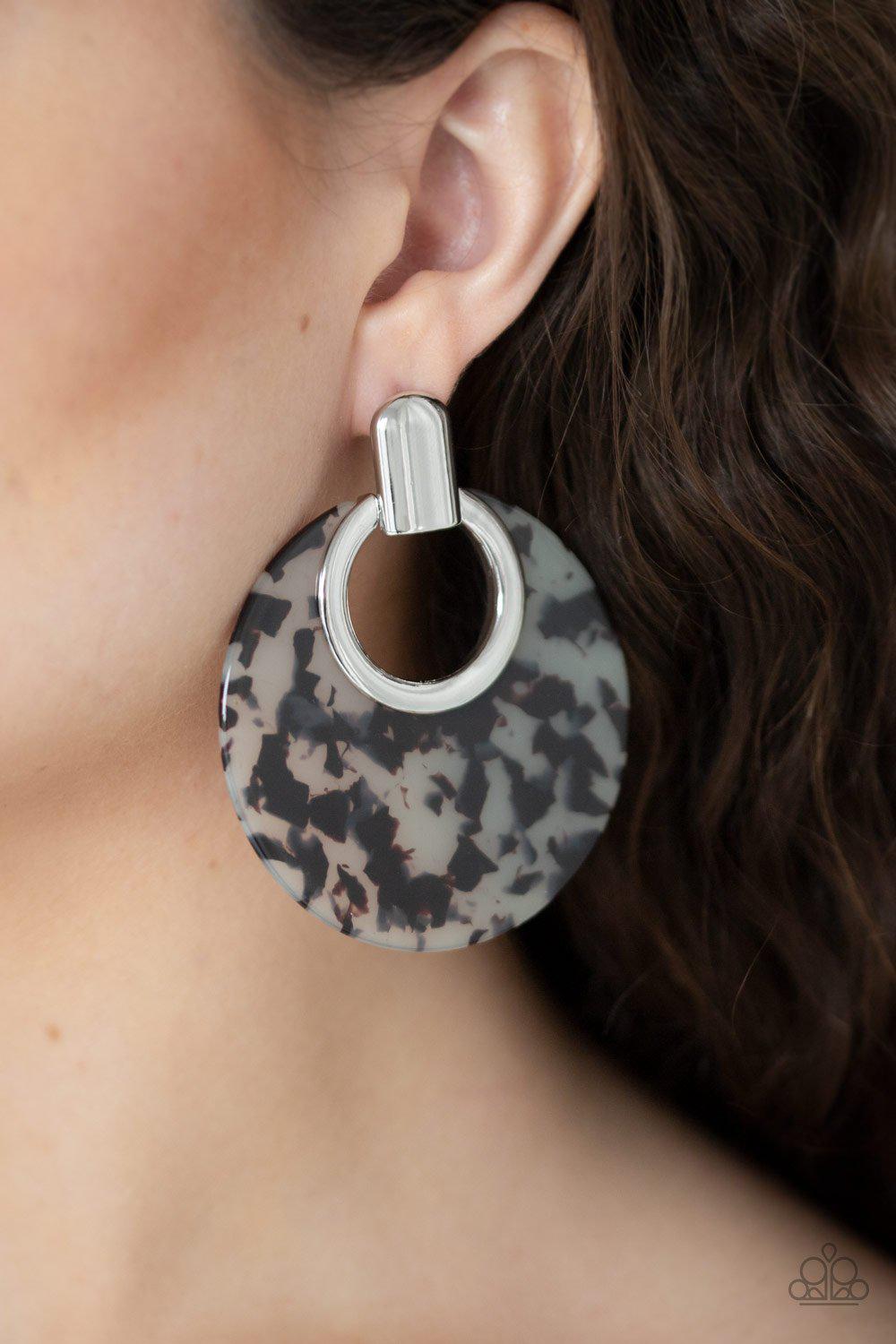 Metro Zoo White Acrylic Post Earrings - Paparazzi Accessories- lightbox - CarasShop.com - Paparazzi Jewelry by Cara Jewels