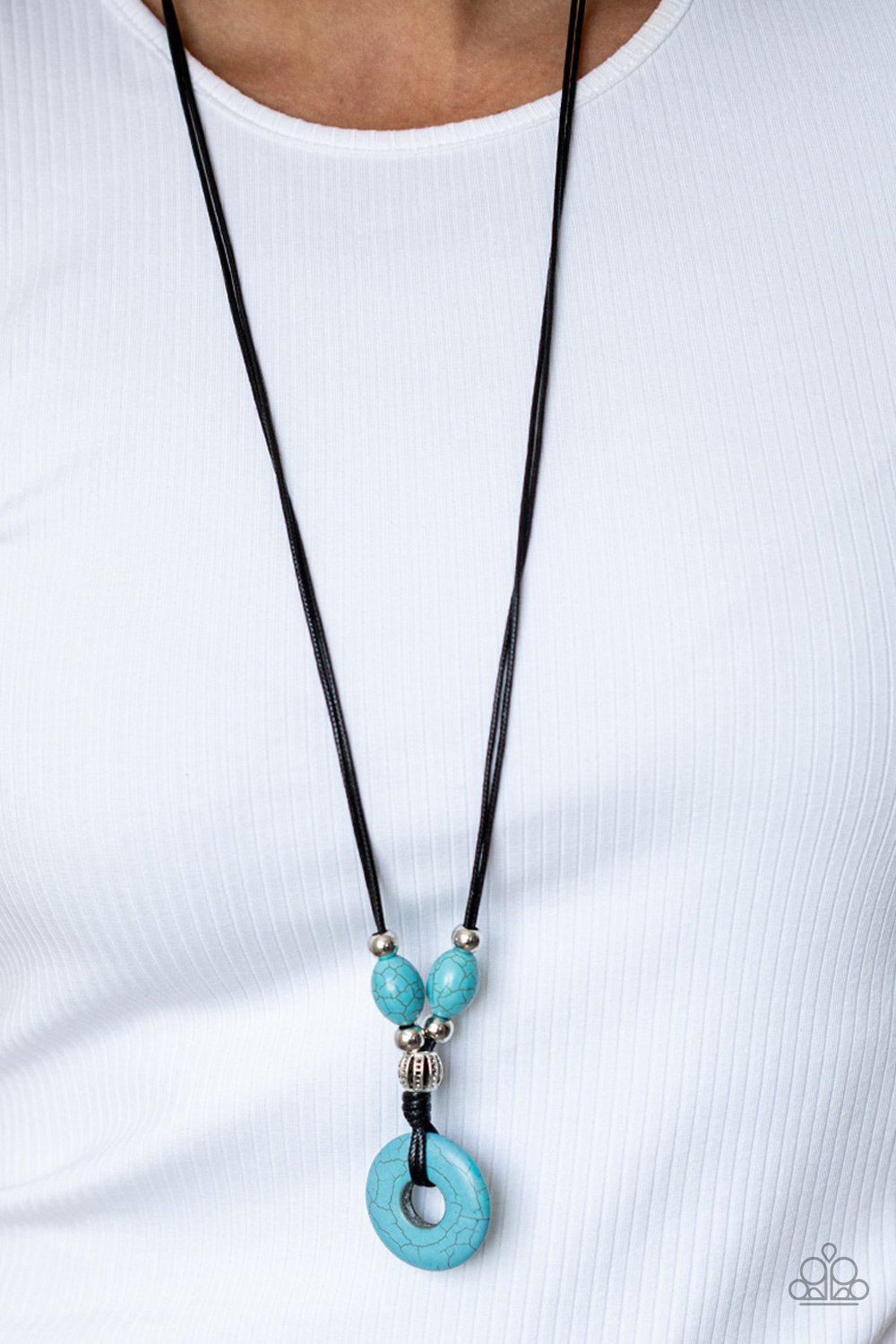 Middle Earth Turquoise Blue Stone Urban Necklace - Paparazzi Accessories- lightbox - CarasShop.com - Paparazzi Jewelry by Cara Jewels
