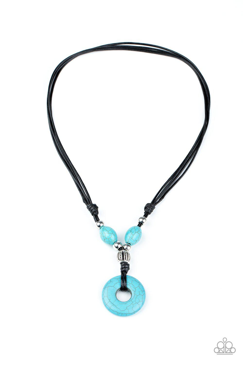 Middle Earth Turquoise Blue Stone Urban Necklace - Paparazzi Accessories- on model - CarasShop.com - Paparazzi Jewelry by Cara Jewels