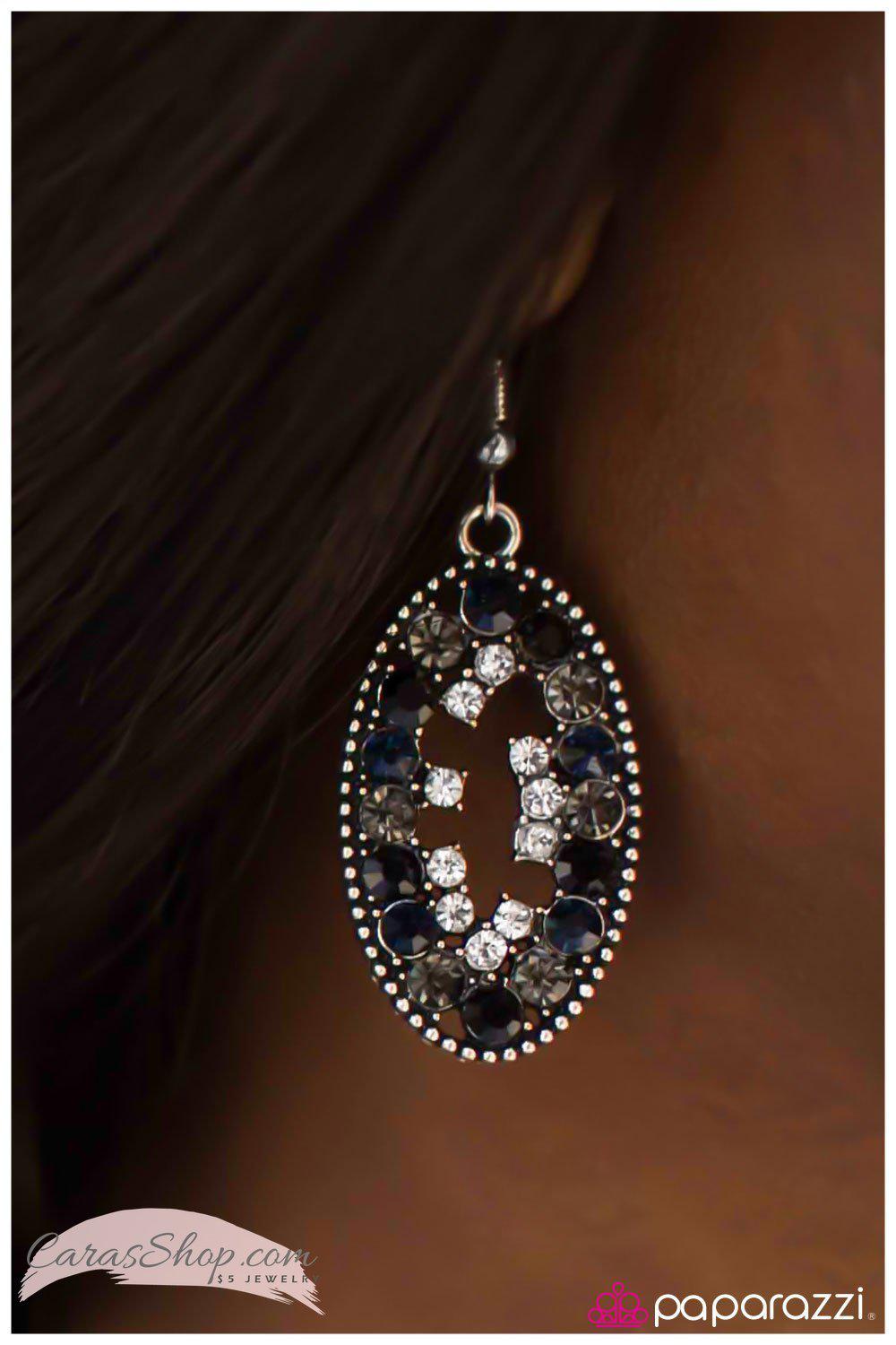 Midnight Mosaic Blue Gem Earrings - Paparazzi Accessories- lightbox - CarasShop.com - Paparazzi Jewelry by Cara Jewels