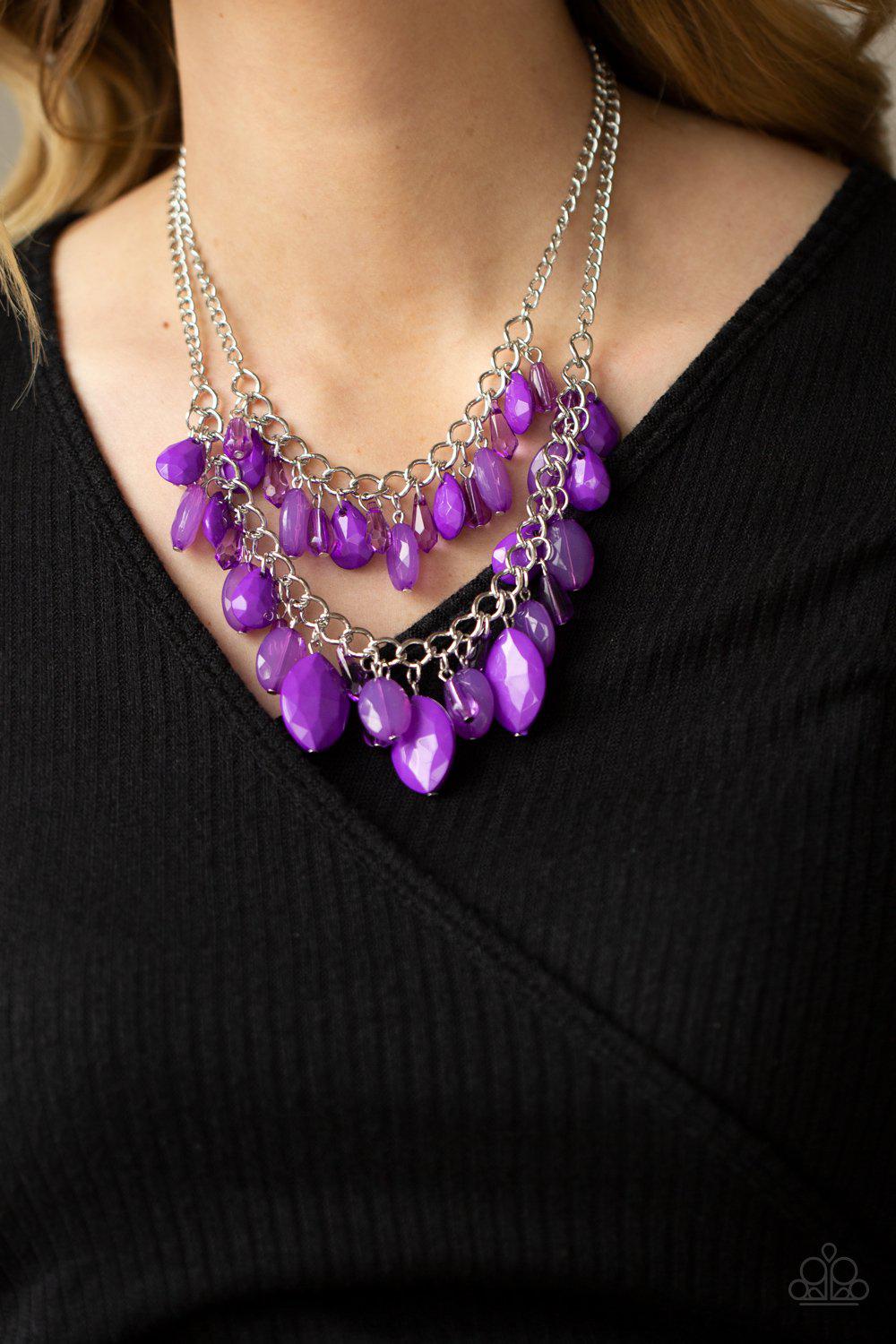 Midsummer Mixer Purple Necklace - Paparazzi Accessories- on model - CarasShop.com - Paparazzi Jewelry by Cara Jewels