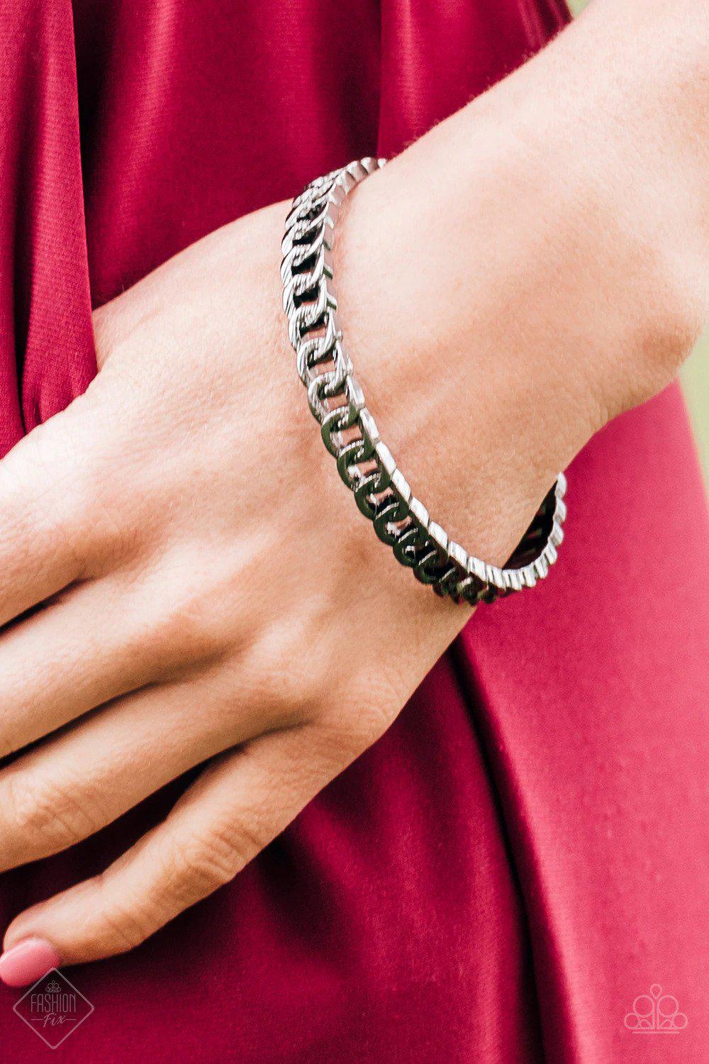 Might and Chain Gunmetal Black Bangle Bracelet - Paparazzi Accessories- lightbox - CarasShop.com - Paparazzi Jewelry by Cara Jewels