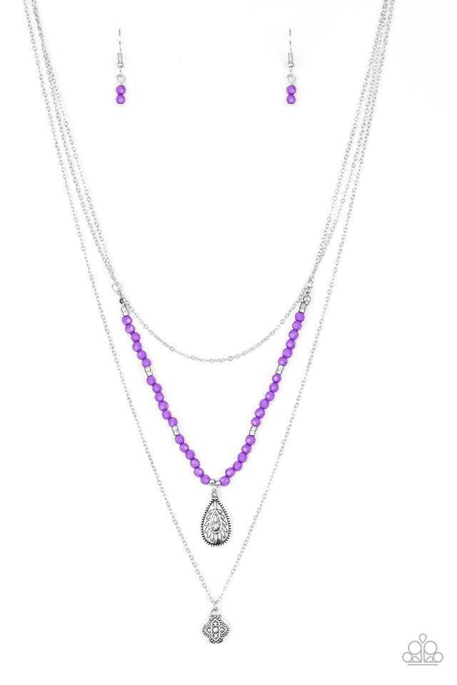 Mild Wild Purple and Silver Necklace - Paparazzi Accessories- lightbox - CarasShop.com - Paparazzi Jewelry by Cara Jewels