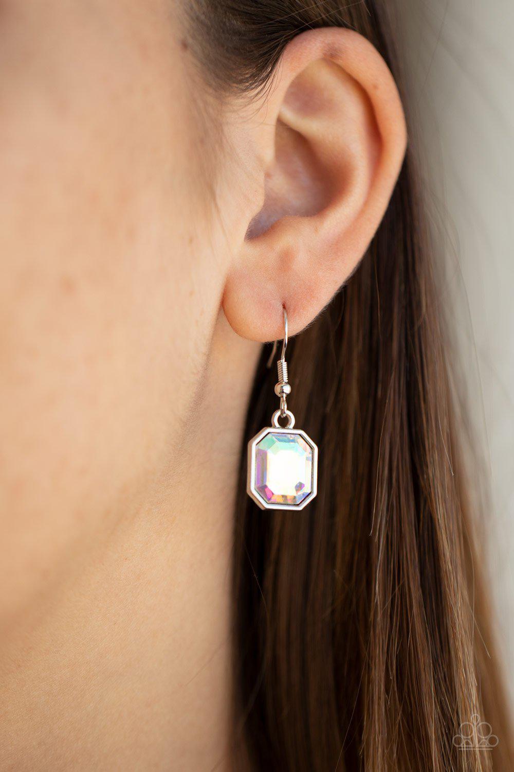 Million Dollar Moment Multi Iridescent Rhinestone Necklace - Paparazzi Accessories - free matching earrings -CarasShop.com - Paparazzi Jewelry by Cara Jewels