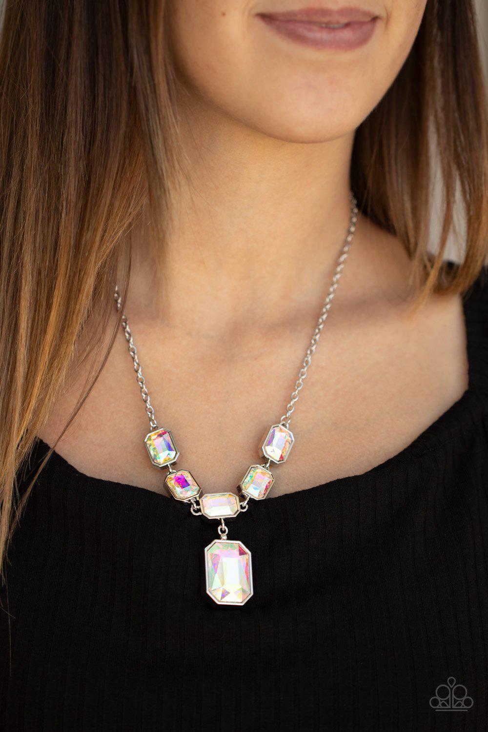 Million Dollar Moment Multi Iridescent Rhinestone Necklace - Paparazzi Accessories- lightbox - CarasShop.com - Paparazzi Jewelry by Cara Jewels
