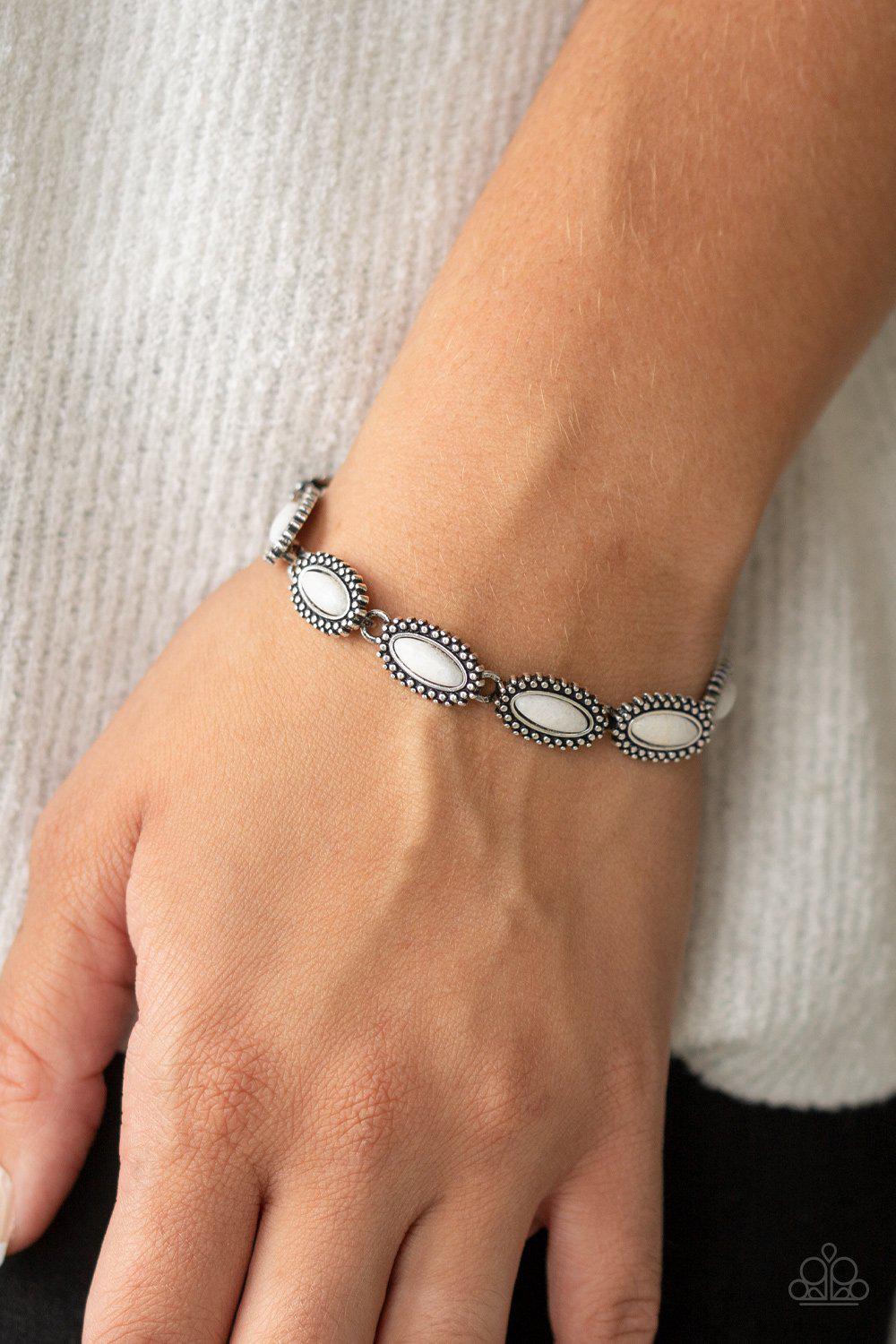Mineral Magic White Stone and Silver Bracelet - Paparazzi Accessories- lightbox - CarasShop.com - Paparazzi Jewelry by Cara Jewels