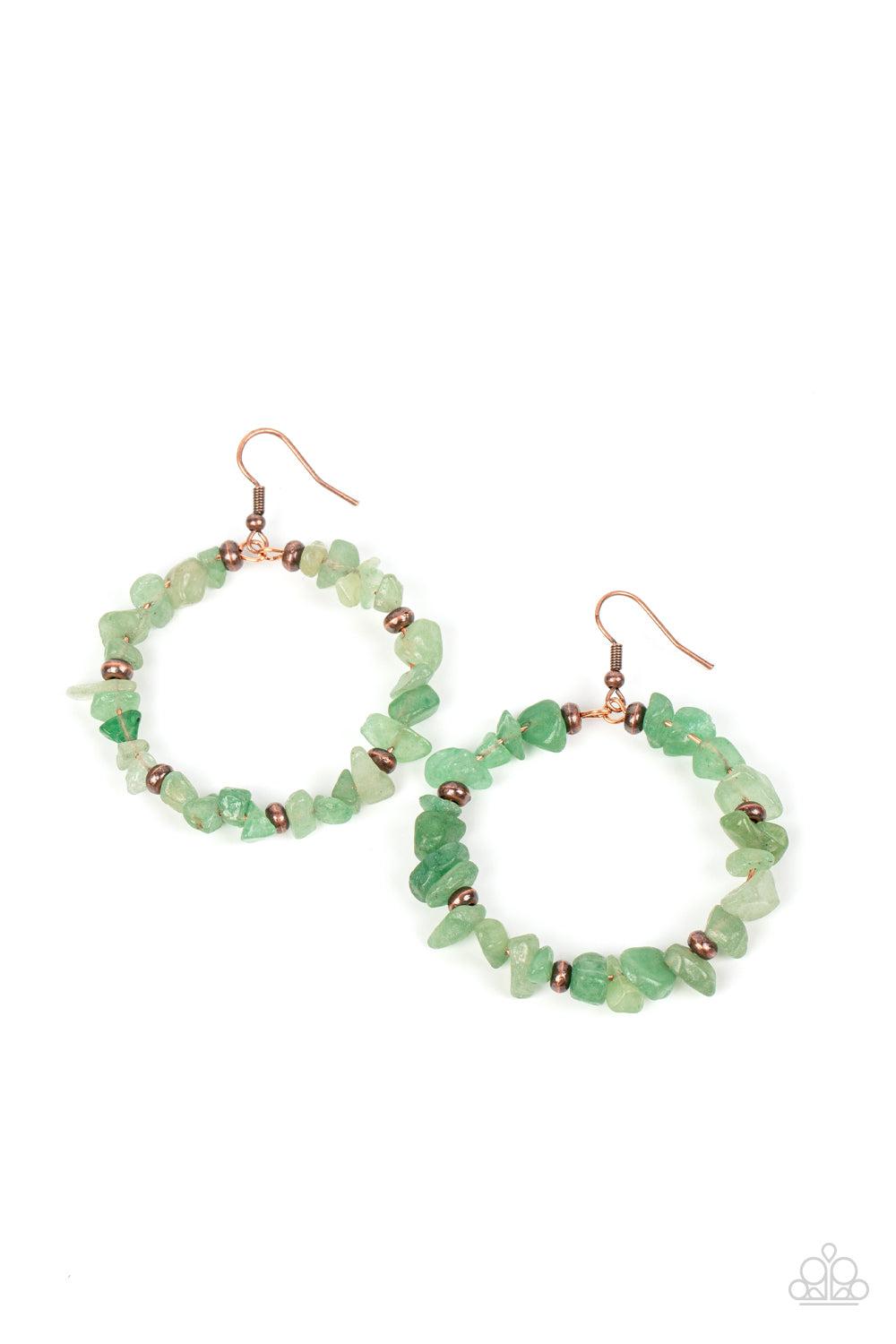 Mineral Mantra Green Jade Stone Earrings - Paparazzi Accessories- lightbox - CarasShop.com - Paparazzi Jewelry by Cara Jewels