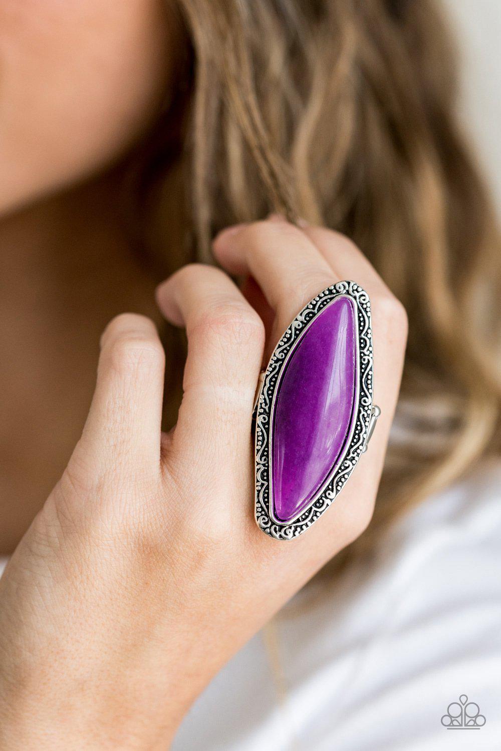 Mineral Mine Purple Stone Ring - Paparazzi Accessories- lightbox - CarasShop.com - Paparazzi Jewelry by Cara Jewels
